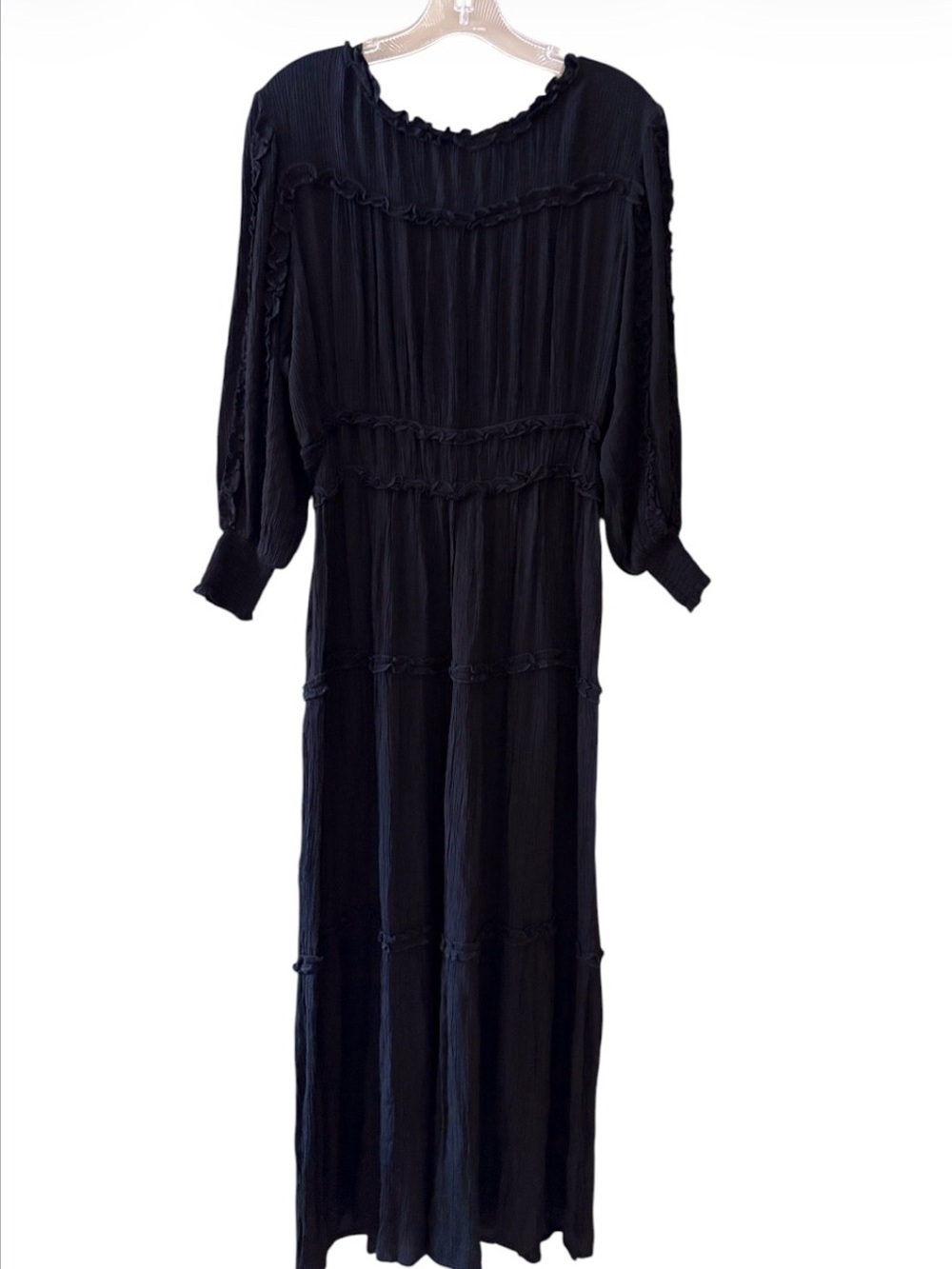 Wayward Fancies eShakti Black Dress Long Sleeve Ruffled